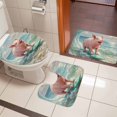 thumbnail image 5 of Summer Ocean Bathroom Rugs Set Watercolor Funny Pig Teal Surfboard Coastal Wave Non Slip Absorbent Soft Bath Mats 3 Piece Set with Bathroom Rug, U-Shaped Floor Mat, Toilet Seat Cover Small Size, 5 of 9