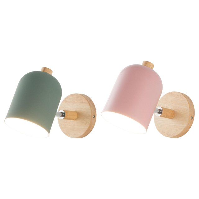 2 luces de pared modernas giratorias, candelabro LED, lámpara de lectura, arte de linterna para dormitorio, restaurante, pasillo interior verde y rosa Sunnimix Luces de cabecera giratorias