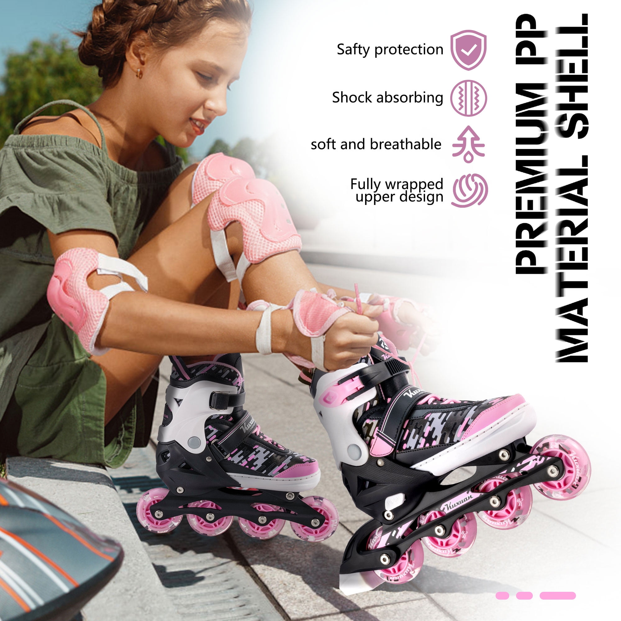 Adjustable Inline Skates for Kids Boys Girls Women Beginner Fun Illuminating Outdoor Skates