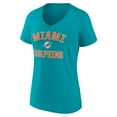 thumbnail image 2 of Women's Aqua Miami Dolphins Victory Arch Team V-Neck T-Shirt, 2 of 3