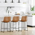 YaFiti 26'' PU Leather Bar Stools, Set of 4, with Back & Footrest, for