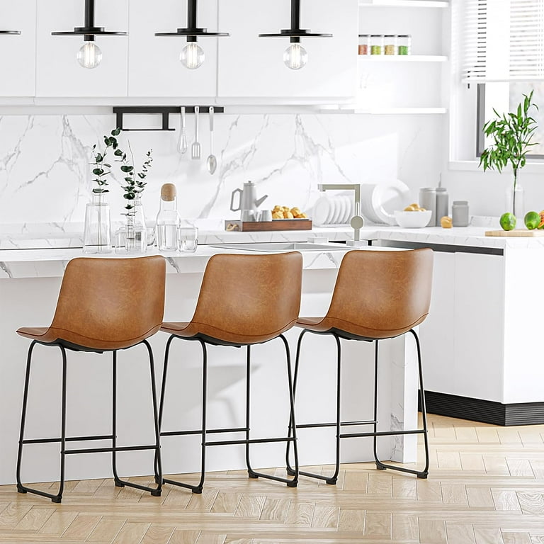YaFiti Barstools 26 PU Leather Counter Height Bar Stools Set of