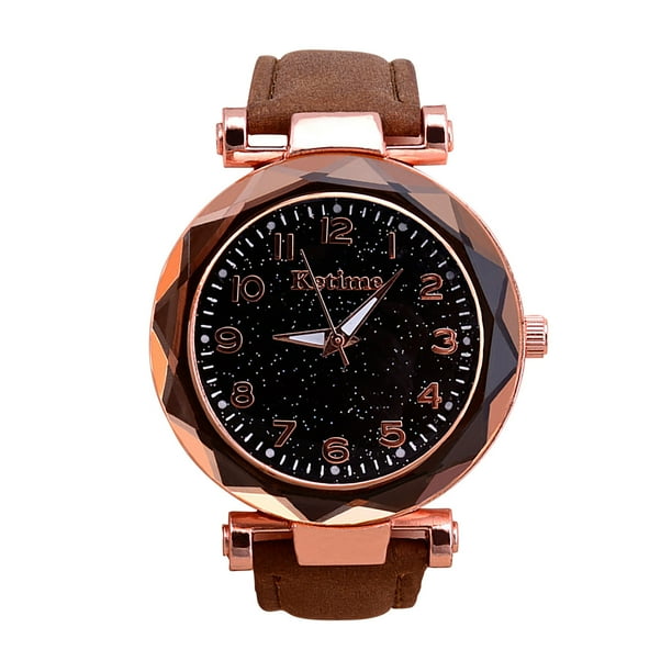 Reloj de cuarzo para mujer, relojes para mujer, reloj de cuarzo informal de moda para mujer, reloj con esfera brillante y correa de cuero.