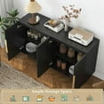 thumbnail image 5 of Resenkos Modern Buffet Cabinet with Storage, Fluted Sideboard, Adjustable Shelves, Credenza, Accent Cabinet Console Table - Black, 5 of 20