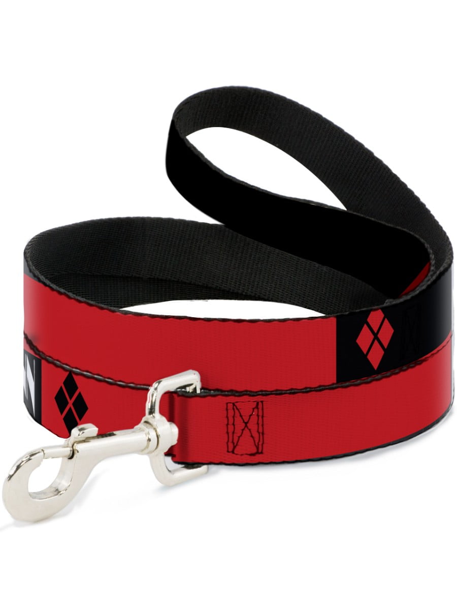 Harley Quinn//Diamonds Black//Red//White 1.5 Wide 4 Feet Long Buckle-Down Pet Leash