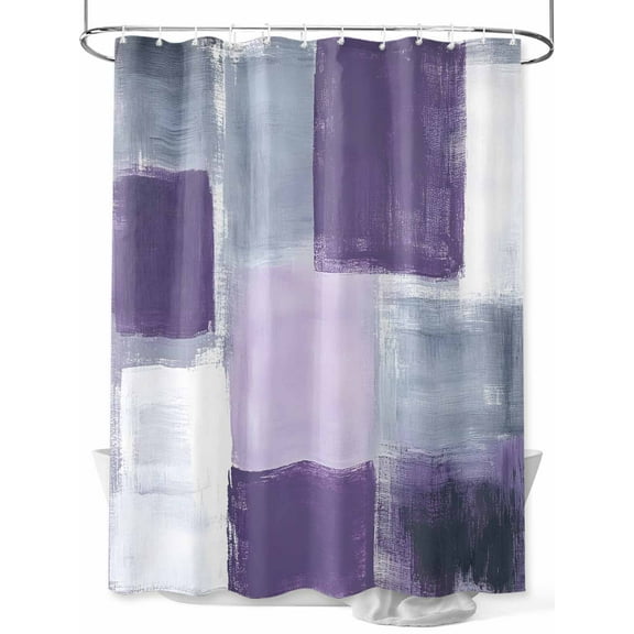 Purple Grey Shower Curtain, Graffiti Art Abstract Mottled Texture Modern Waterproof Shower Curtain Set with 12 Hooks Lightweight Washable Fabric Shower Curtains for Bathroom 72x78 Inches