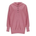 thumbnail image 5 of UTSJKR Oversized Hoodies for Women Thick Half Button V Neck Long Sleeve Sweatshirts Ribbed Pullover with Pockets Pink XXL, 5 of 6