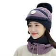 thumbnail image 2 of Vadktai 3 in 1 Warm Thick Knitted Beanie Hat Scarf and Mask Set, Slouchy Snow Knit Cap Infinity Scarves for Women, Fashion Women Winter Knitted Hat Thickened Woolen Cap with Warm Mask and Neck Scarf, 2 of 2