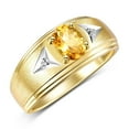 thumbnail image 3 of RYLOS Men's Rings Yellow Gold Plated Silver Classic 8X6MM Oval Gemstone &  Diamond Ring Citrine November Birthstone Rings For Man Silver Rings Size 13, 3 of 7
