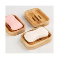 thumbnail image 4 of Jabonera de madera natural de bambú para baño, cocina, esponjas, accesorios de almacenamiento, 2 piezas, marrón, 4 of 5