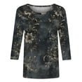 thumbnail image 4 of YUGYXL Women's 3/4 Sleeve Floral Graphic Shirts Plus Size Tunic Tops Boho Casual Crewneck Blouses Summer Dressy Shirts A Multicolor S, 4 of 5