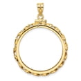 thumbnail image 3 of Wideband Distinguished Coin Jewelry 14k Polished Hand Twisted Ribbon and Diamond-cut 27.0mm x 2.35mm Screw Top Coin Bezel Pendant, 3 of 4