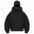thumbnail image 2 of Towmus Balaclava Hoodie Zippe, Double Hooded Zip Jacket, Built-In Eye Mask, Full Zip Hooded Sweatshirt, Unisex, 2 of 5