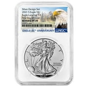 2021-S Reverse Proof $1 Type 2 American Silver Eagle NGC PF70 FDI 35th Anni. Eagle Label