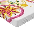 thumbnail image 2 of Ambesonne Cartoon Fitted Sheet, Pink Bike Floral Ornament, Full Size, Pink Yellow, 2 of 3