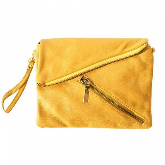 Italian Artisan 146-417-Yellow Alexa Pochette en Cuir pour Femmes Ou Sac à Bandoulière, Jaune