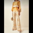thumbnail image 4 of Conjunto de Dos Piezas Holgado de Otoño para Mujer, con Hombros Descubiertos, Estampado, Larga, Informal, para Salir, Pantalones Anchos Amarillo M, 4 of 6