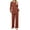 Brown, variant on SIEANE Womens 2 Piece Lounge Sets Long Sleeve Wide Leg Pants Homewear Pajamas Set with Pocket S-XXL
