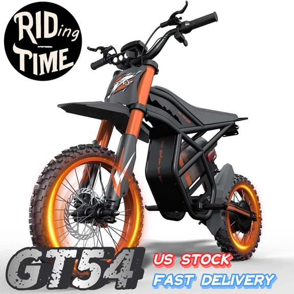 GT54 Riding'times 37MPH Electric Dirt Bike for Teens Adults,48V27AH Electric Motorcycle with 14"/12" Fat Tire Ebike, 2000W Dual Hydraulic Brakes Mountain Off-Road