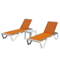 thumbnail image 2 of Domi Outdoor Lounge Chairs Set of 3, Aluminum Lounge Chairs for Outside with 5 Position Adjustable Backrest, Side Table, Outdoor Chaise Lounge for Beach, Yard, Balcony, Poolside, Orange, 2 of 10
