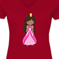 thumbnail image 4 of Inktastic African American Princess In Pink Dress Women's V-Neck T-Shirt, 4 of 5