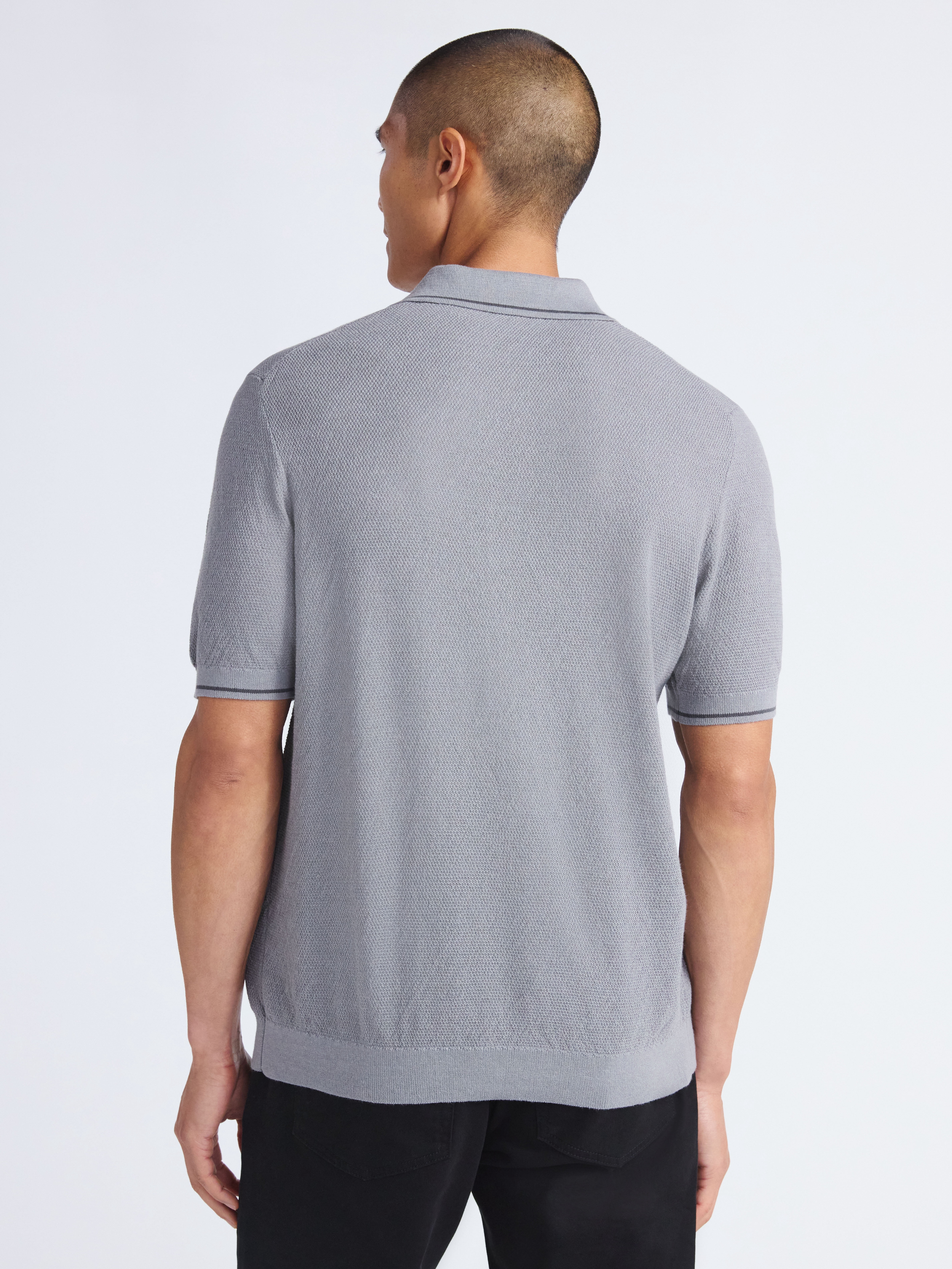 Free Assembly Men's Textured Tipped Polo Shirt with Short Sleeves, Sizes S-3XL