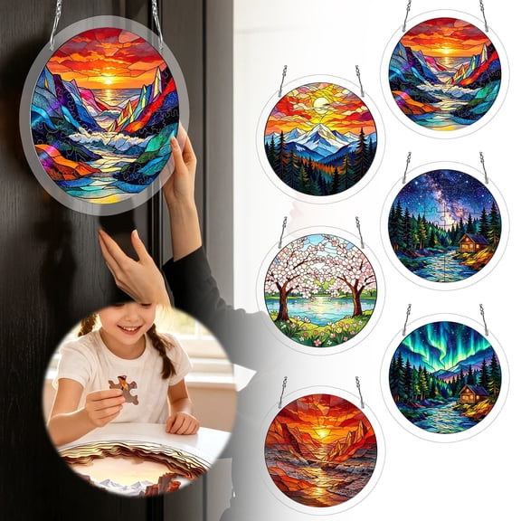 Acrylic Puzzle Suncatcher Window Hanging Sun Catchers Jigsaw Puzzle DIY Suncatchers Puzzles Window Hanging Home & Garden Decor Gift for Women Mom Friends