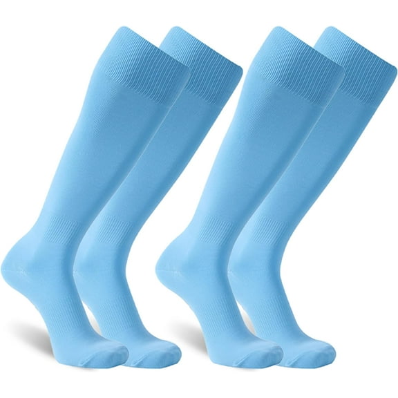 2 Pairs Unisex Soccer Socks, Knee High Solid Baseball Football Sports Team Socks
