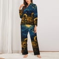 thumbnail image 2 of Pofeuu Oil Starry Sky Sunflower Print Womens Pajamas Set Long Sleeve Sleepwear Button Down Nightwear Soft Pj Lounge Sets Button Down Pajamas Women-XX-Large, 2 of 7