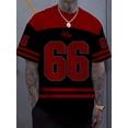 thumbnail image 3 of Men's Summer Short Sleeve No. 66 Striped Men's Casual Street Style Polyester Round Neck Fashion T-shirt, 3 of 9