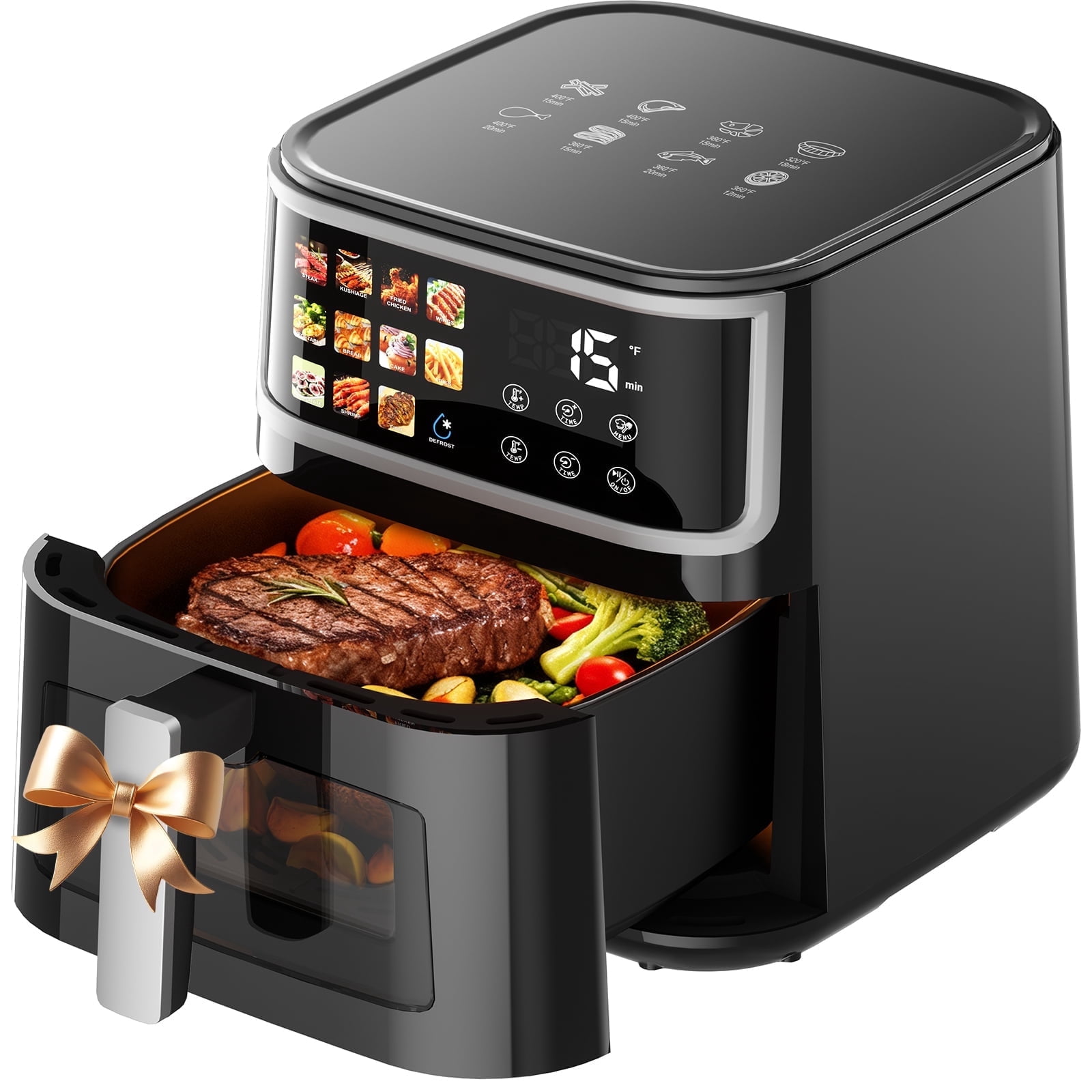 9QT Air Fryer, LED Digital Color Display with Easy-View Window, for 4-6 People, 1700W Powerful Heating, Nonstick & Dishwasher Safe Frying Basket, 85% Less Oil