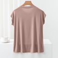 thumbnail image 6 of AherBiu Pajama Tops for Women Crewneck Comfy Undershirt Solid Color Lightweight Sleepwear Top Tees Tshirt, 6 of 9