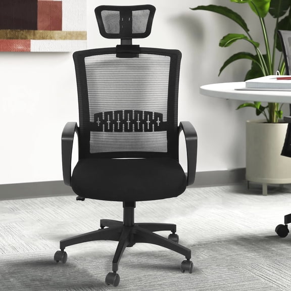 BESTYASH Comfortable Black Mesh Office Chair Headrest, Adjustable Angle, Universal Fit and Easy Install