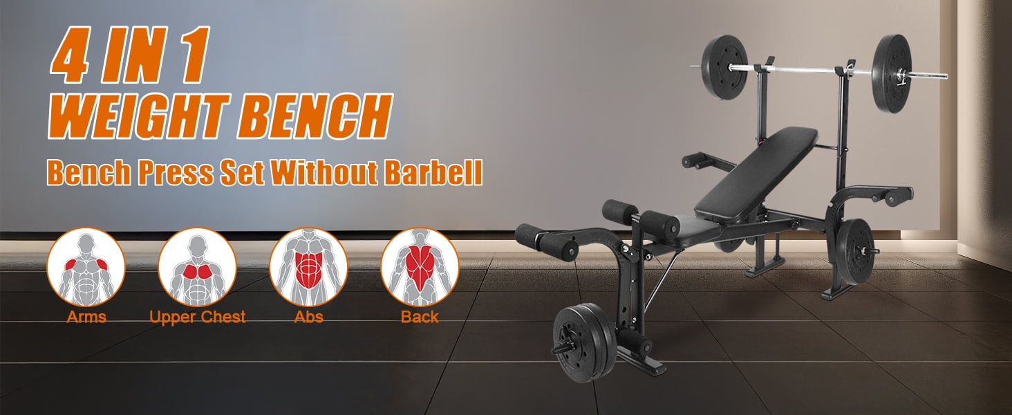 Meoldis 4-in-1 Adjustable Weight Bench Set with Leg Developer & Preacher Curl, 800 LBS Capacity Home Gym Strength Training Equipment