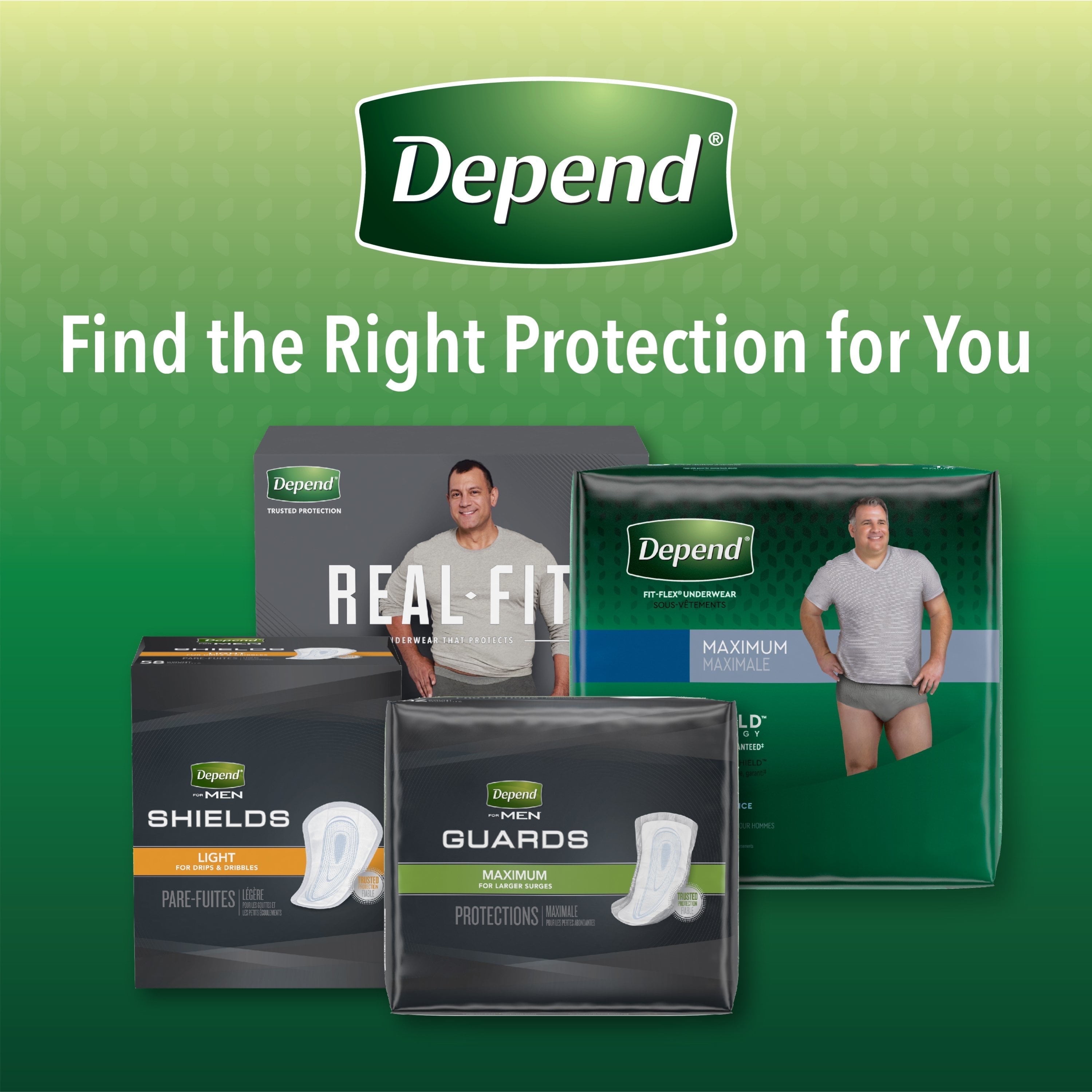 Depend Fit-Flex Men's Maximum Incontinence Underwear, L, Grey, 52 Count