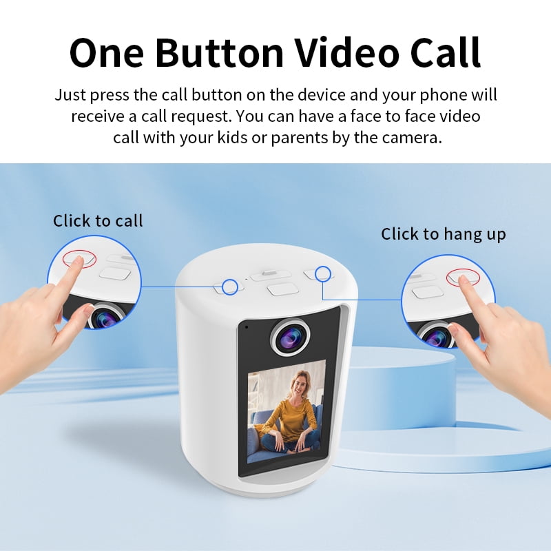 2 Way Video Camera with 2.4" HD Screen Warm Night Light One-Button Video Call 2K HD Resolution Human Detection Auto PTZ Tracking Compatible with Alexa SD Card Cloud Storage(Excluding SD card)