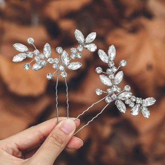 Rhinestone Bride Wedding Hair clip Silver Crystal Bridal  display picture 3