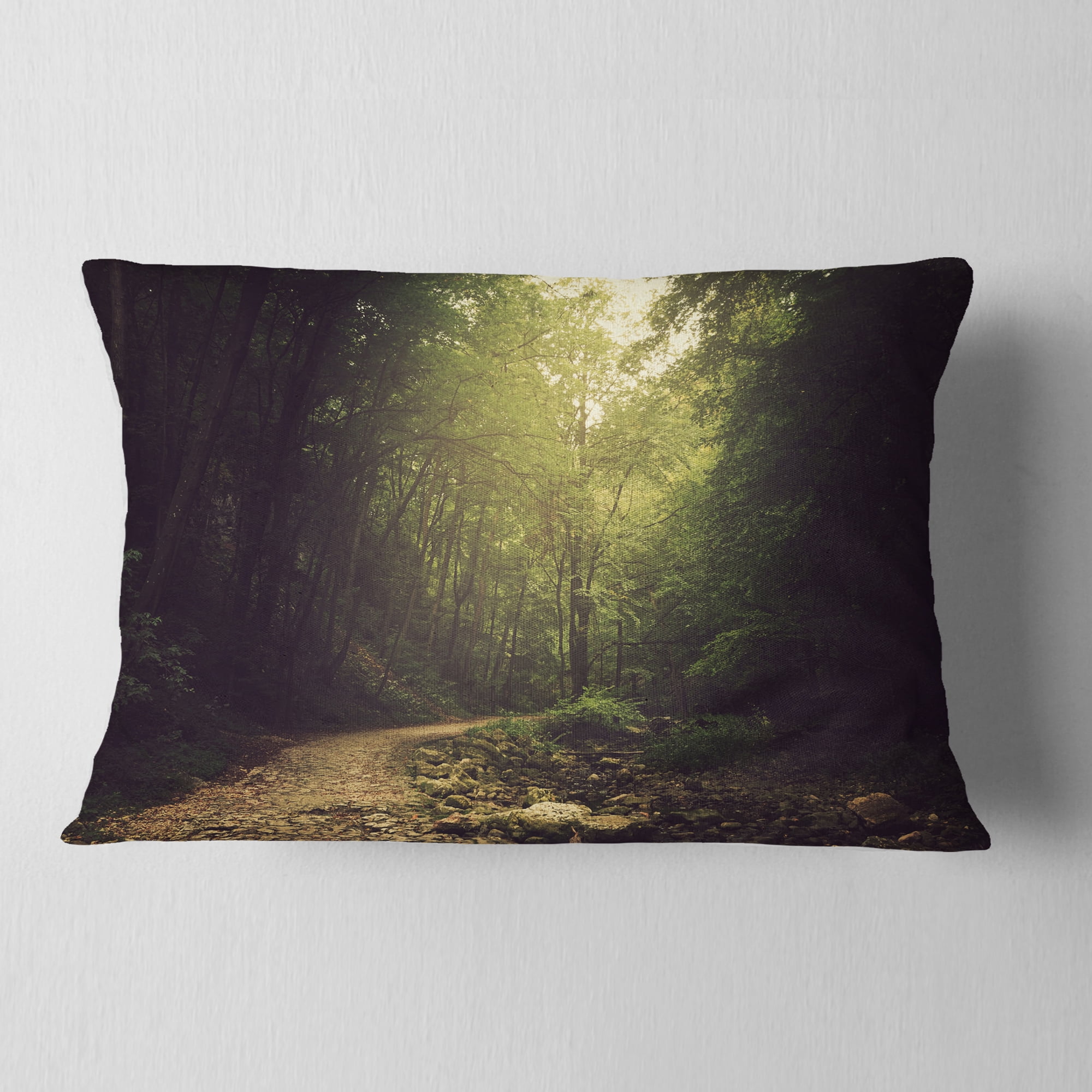 Designart 12" x 20" Green Polyester Throw Pillow