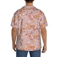 thumbnail image 3 of Lsque Beautiful Fox print Men's Cuban Collar Short Sleeve Shirt Summer Beachwear Casual Button Down Fashionable Vacation Leisure Shirt-4X-Large, 3 of 7