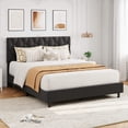 thumbnail image 3 of Tamaño completo light gray forrado cabecero marco de cama - heavy - duty platform con strong wood slats, no box spring, noise - free & easy to assemble, 3 of 8