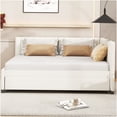 thumbnail image 2 of Upholstered Daybed with Trundle, Full Size Sofa Bed Frame with Storage Drawers in Beige Linen, 2 of 10