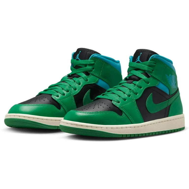 Women's Jordan 1 Mid Black/Lucky Green-Aquatone (BQ6472 033 Women's Jordan 1 Mid Black/Lucky Green-Aquatone (BQ6472 033