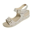thumbnail image 2 of Summer Sandals Wedge Thick Heel Arch Support Open Toe Ankle Straps Shoes Comfortable Walking Beach Sandals for Women Dressy Summer 5.5, 2 of 4