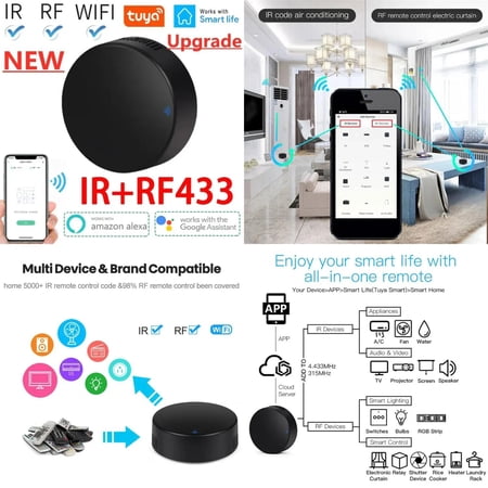 LUOPLNG Smart WiFi Infrared Controller for Air Conditioner and TV - All-in-One Solution with Alexa Support Smart RF 433 IR Remote Control - Convenient and Efficient Home Automation Devic
