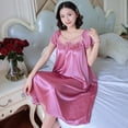 thumbnail image 5 of Women Ice Silk Sleepwear Set Nightdress Homewear Nightwear Pyjamas Female Lace Sleepwear V-neck Nightgown Plus Size 4XL 100kg, 5 of 7