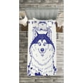thumbnail image 3 of Ambesonne Alaskan Malamute Quilted Bedspread Set 2 Pcs, Blooming Field, Twin Size, Blue White, 3 of 3