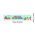thumbnail image 1 of Colorful Preschool Themed Backdrop Banner with School Bus Books Apples Sun and Clouds for First Day of Preschool Party Decorations Photography Props Classroom Decor Background, 1 of 4