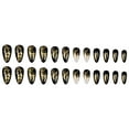 thumbnail image 5 of Yoyauz 24pcs French Pointed Nail Press, Short Fake Nail, Square Nail Press, Needle Nail With Black Flowing Gold Design, Charming Acrylic Nail Suitable For Girls And Ladies, 5 of 6