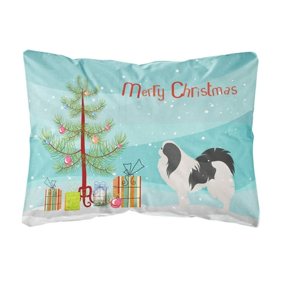 Carolines Treasures BB2955PW1216 Japanese Chin Merry Christmas Tree Canvas Fabric Decorative Pillow, 12H x16W,