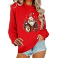 thumbnail image 2 of HOMBOM Womens Christmas Sweatshirts Red Crewneck Greflying Holiday Santa Merry Sweatshirt for Adult Fall, 2 of 6